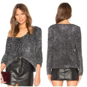 Lovers + Friends Gerona Sweater in Silver Glitter